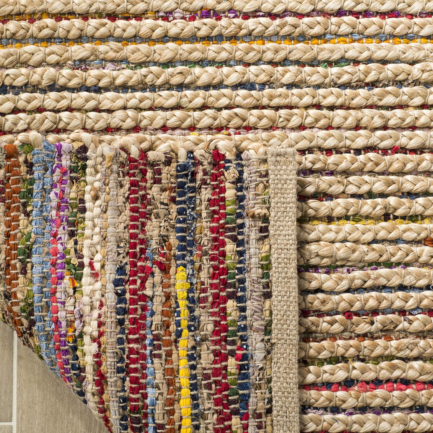 SAFAVIEH Cape Cod Collection Area Rug - 6' x 9', Natural & Multi, Handmade Boho Braided Stripe Jute, Ideal for High Traffic Areas in Living Room, Bedroom (CAP307B)