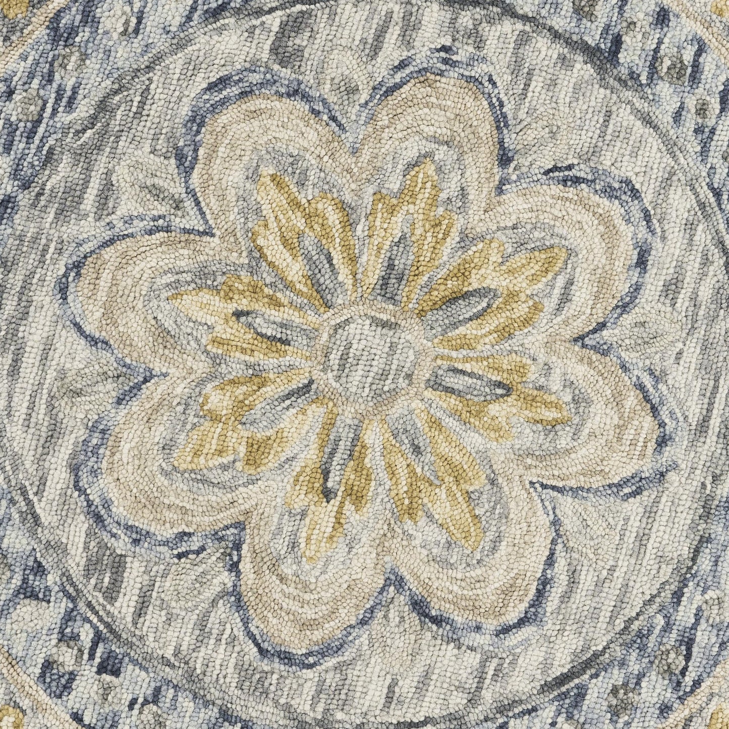 LR Home 6ft Scalloped Round Indoor Wool Area Rug for Home Decor | Rugs for Living Room, Bedroom, Playroom, Entryway, Office | Handmade Modern Farmhouse Boho Area Rug for Room Decor | Gray/Beige