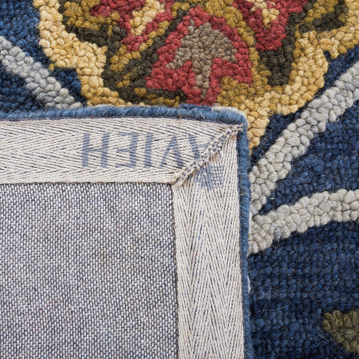 SAFAVIEH Blossom Collection 3' x 5' Navy / Multi BLM402A Handmade Premium Wool Area Rug