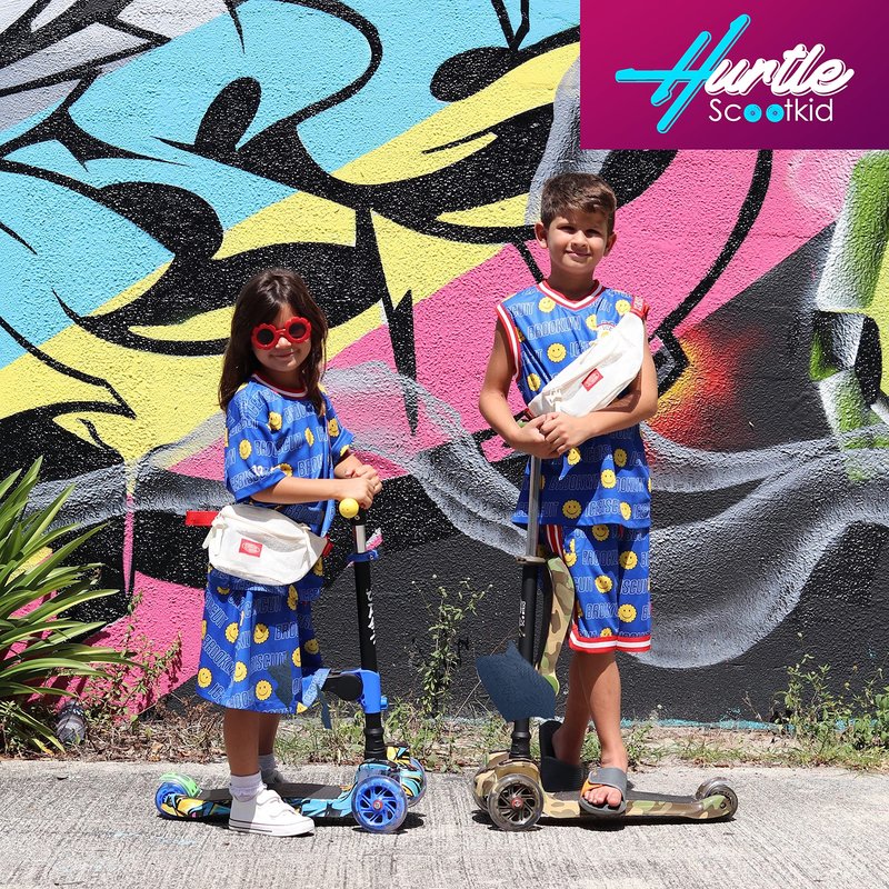 Hurtle Kids Scooter - Child Toddler Kick Scooter Toy with Foldable Seat - 3 Wheel Scooter with Adjustable Height, Anti-Slip Deck, Flashing Wheel Lights, for Boys/Girls 1-12 Year Old, Teal