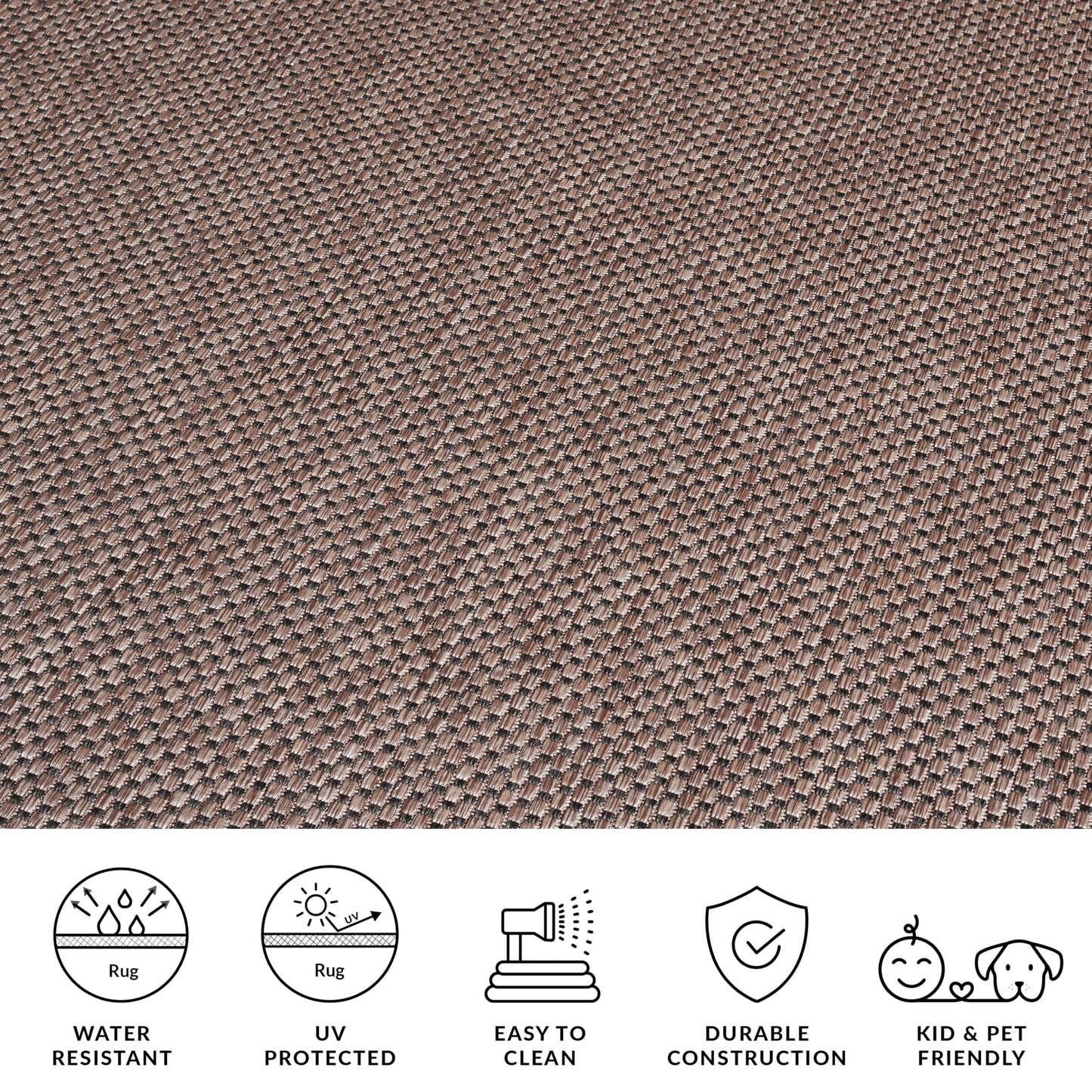 SAFAVIEH Washable Rug Outdoor Courtyard Collection - 6'7" Square, Natural & Black, Non-Shedding & Easy Cleaning, Ideal for Patio, Backyard, Mudroom (CY8521-37312)
