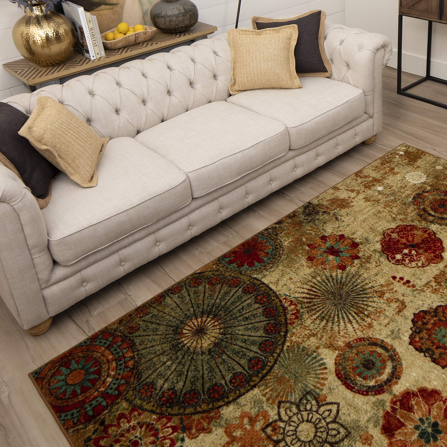 Mohawk Home Caravan Ornamental Floral Medallion 5' x 8' Area Rug - Orange - Perfect for Living Room, Dining Room, Office