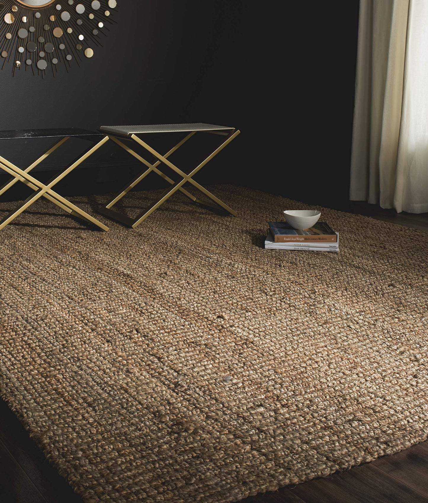 SAFAVIEH Area Rug 8x10 - Natural Fiber Collection - Large - Natural Brown, Handmade Jute, Farmhouse Style, Chunky Textured Thick Pile (NF447A)