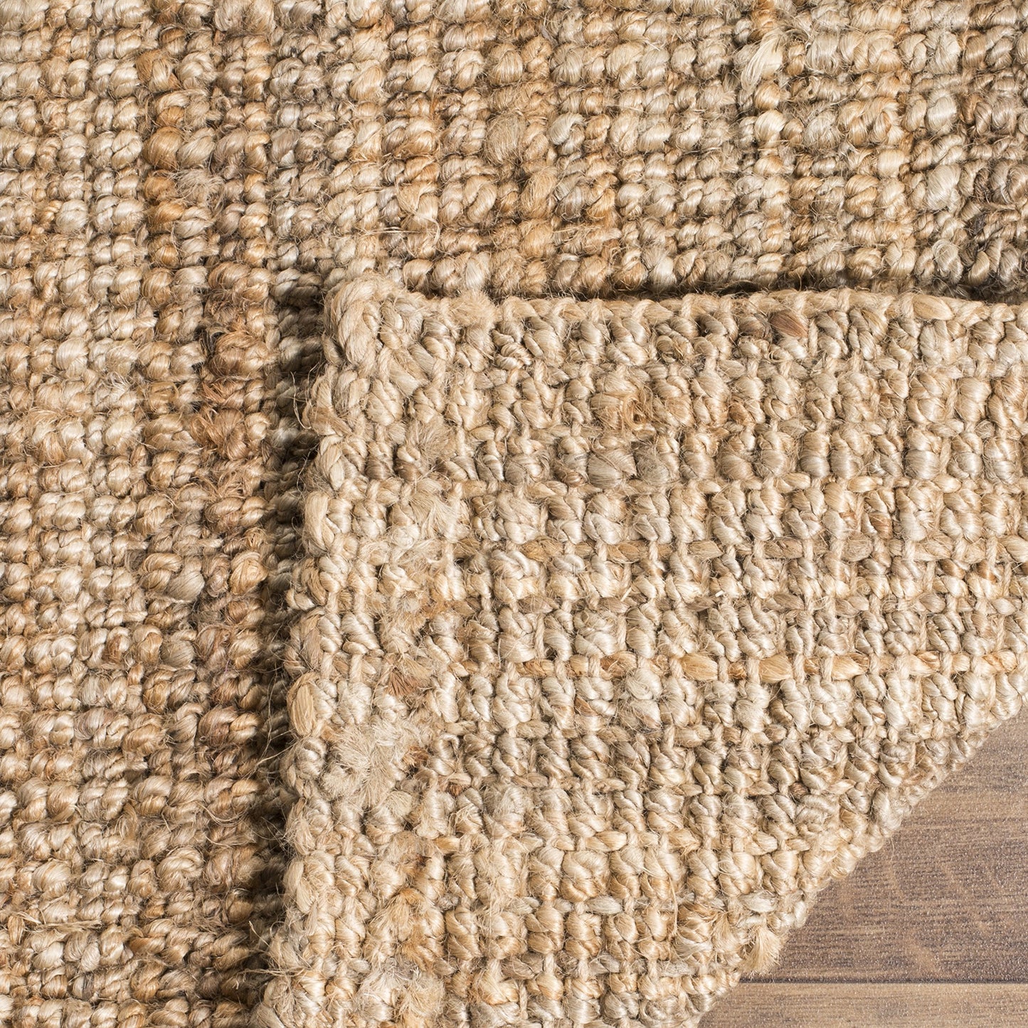 SAFAVIEH Area Rug 8' Square - Natural Fiber Collection - Natural Brown, Handmade Jute, Farmhouse Style, Chunky Textured Thick Pile (NF447A)