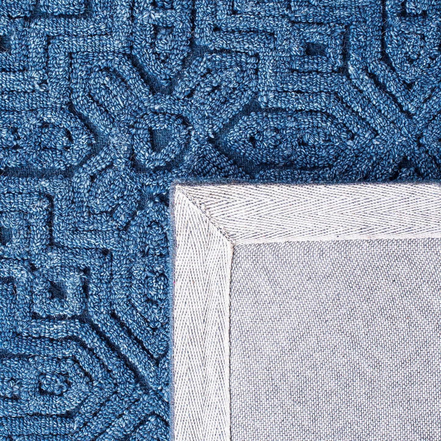 SAFAVIEH Area Rug 8x10 - Textural Collection - Large - Dark Blue, Handmade Wool, Ideal for Living Room, Bedroom, Office, Dining Space (TXT101N)