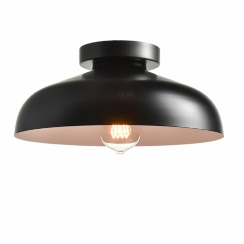 DIRYZON 12-Inch Industrial Ceiling Light Fixture,Black Bedroom Ceiling Light,Metal Ceiling Lighting for Hallway Kitchen