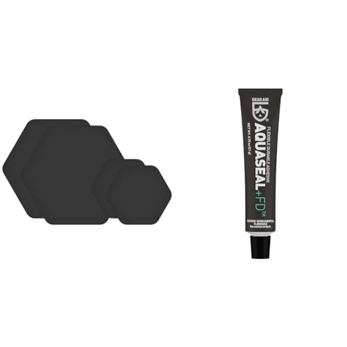 GEAR AID Tenacious Tape Repair Patches for Jackets, Tents, Outdoor Gear and Technical Fabrics, 3” Rounds, 2.5” and 1.5” Hex Shapes, Color and Size Options, Black