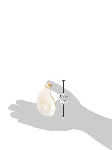 Old World Christmas Oyster with Pearl Glass Blown Ornament for Christmas Tree, Handcrafted Holiday Decoration, Seashell Collection