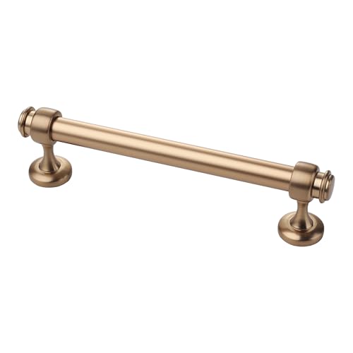 Alzassbg 10 Pack Champagne Bronze Cabinet Pulls, 5 Inch(128mm) Hole Centers Cabinet Handles Kitchen Hardware Straight Bar for Cabinets and Drawer AL3082BRG