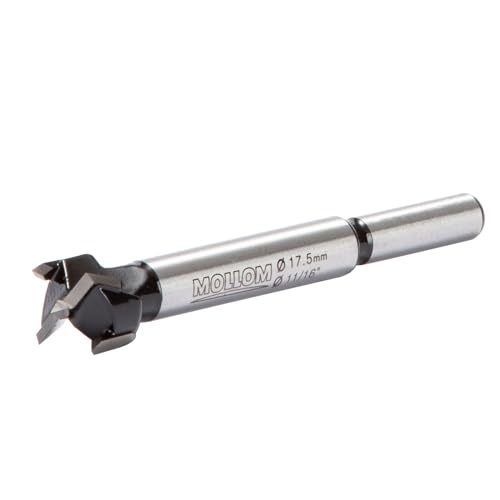 Mollom 11/16" (17.5mm) Forstner Drill Bit for Precise Woodworking with Durable YG8 Carbide Thickness of 1.7mm,This Hinge Cutter Tool is Ideal for Hard Wood, Plastic, Plywood