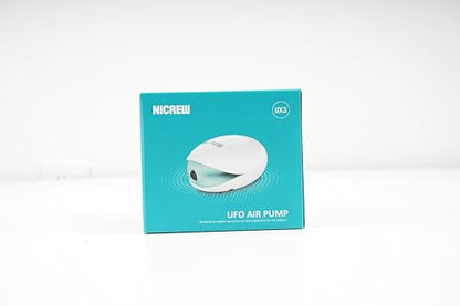 NICREW UFO Air Pump Aquarium for Fish Tank up to 150 L, Air Aerator Pump Ultra Silent, Oxygen Bubbler with Single Outlet, Accessories Included, 1.7W