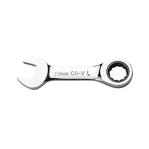 FLZOSPER 10mm Metric Stubby Box End Head Geared Wrench, 72-Tooth Ratcheting Combination Wrench Spanner
