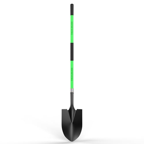 HIGHLIGHT Spade, Heavy Duty Gardening Shovel, Garden Shovel 56 inch for Digging, Round Shovel with D-Handle, for Garden,Beach, Snow, Fiberglass Handel, Green