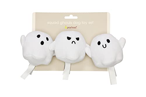 Pearhead Halloween Ghost Dog Toy Set, Plush Squeaky Pet Chew Toys for Dogs, Durable Soft Plush Fabric, Interactive Multi-Pack Value Gift for Puppies and Small to Medium Breeds