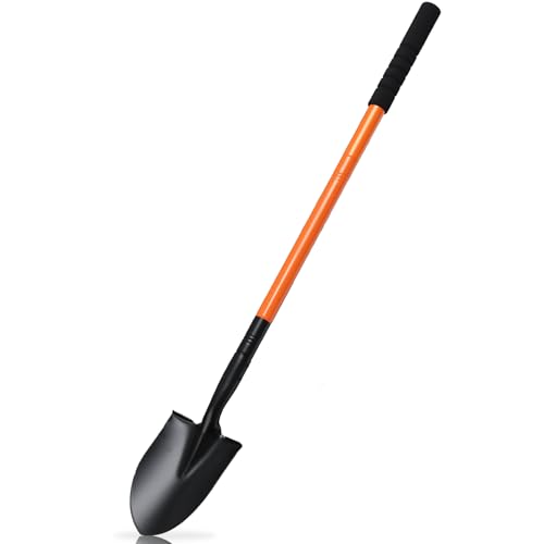43.7Inches Small Spade Shovel Small Trench Shovel with Heavy Duty Steel Handle Garden Tools, Small Shovel for Digging Gardening Camping Yardwork Car Shovel, Orange