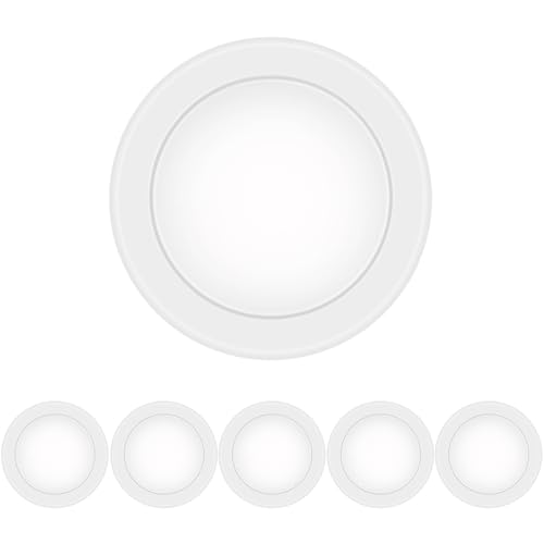 6 Pack 6 Inch LED Disk Light, Dimmable Flush Mount Ceiling Lights, Daylight 5000K, 15W 1100LM, CRI 90+, Low Profile Surface Mount Ceiling Disc Light, Wet Rated, Installs into Junction Box, ETL & FCC