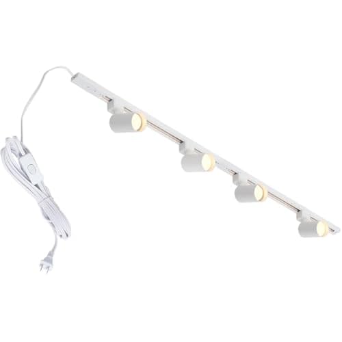 Plug in Track Lighting with Power Cord, 4-Light GU10 Track Lighting Kit with Track Rail, Modern Kitchen LED Track Lighting Fixtures Ceiling Wall Spot Light, 13FT Plug Cord, White (No Bulbs)