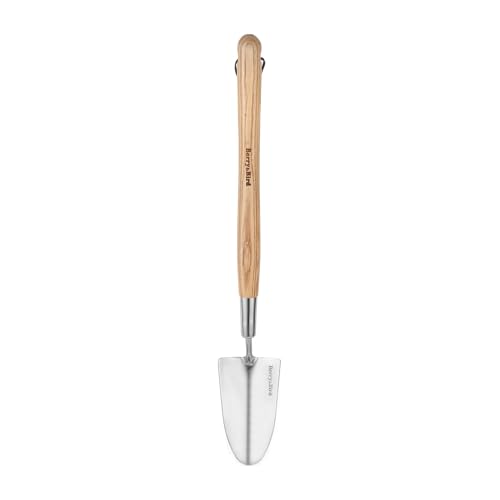 Berry&Bird Garden Trowel with Long Handle, 23.43in Stainless Steel Short Shovel with Wood Handled for Digging, Gardening, Transplanting, Planting and Weeding