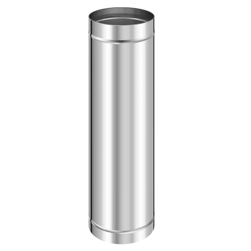 6" Inner Diameter Stove Pipe Single Wall Stainless Steel Chimney Pipe Ducting 24" Flue Chimney Extension(1 Piece)