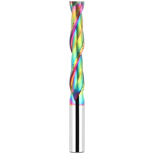 Extra Long 5 Inch Upcut Spiral Router Bit 1/2 Inch Shank, Solid Carbide Up Cut Spiral CNC Router Bits Wood End Mill Bits with TAC Coating for Woodworking Mortise Slot Cutting