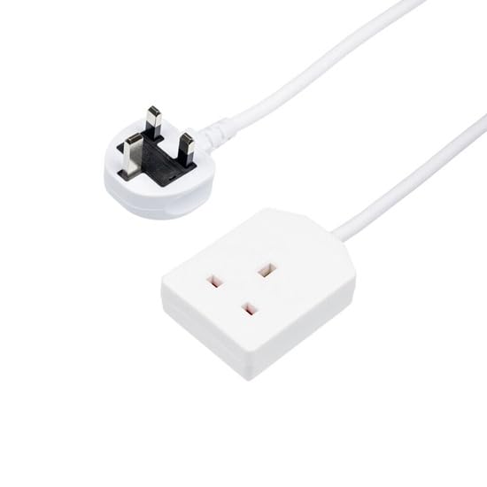 Masterplug One Socket Single Extension Lead, Unswitched, 10 Metre Cable, 1-Way Plug Extension Cable, Basic Power, White, 13A, 1G, 10m, BOG10