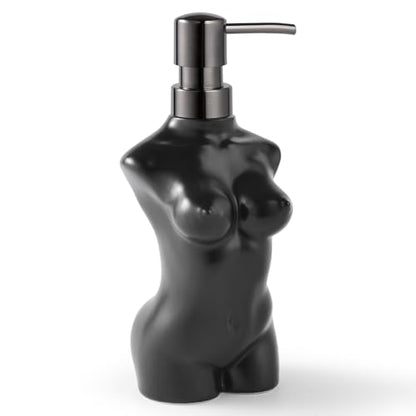 NEWHENGS Ceramic Soap Dispenser Hand Lotion Liquid Dispenser Refillable for Kitchen and Bathroom Decorative (Black)