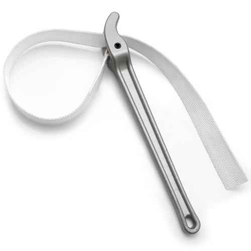 Lasnten 16 Inch Handle Nylon Strap Wrench Adjustable Oil Filter Anti Sliding Strap Pipe Wrench, Double Layered Thickened Nylon bag