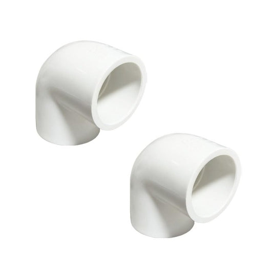 HayEastdor 2PCS 1-1/2 Inch White PVC 90 Degree Elbow Adapter Pipe Fittings 2 Way Right Angle Pipe Corner Coupling Connectors for Sprinkler, Drip Irrigation System HE051-1-1/2