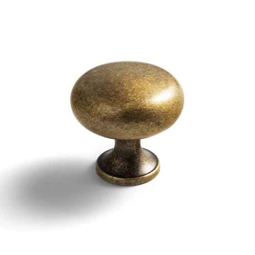 Goo-Ki Vintage Retro Antique Brass Zinc Alloy Cabinet Enlarged knob - Single Hole Center Affordable Luxury Cabinet Pull Hardware for Bedroom, Kitchen, 6 Pack
