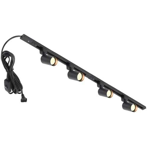 Plug in Track Lighting with Power Cord, 4-Light GU10 Track Lighting Kit with Track Rail, Modern Kitchen LED Track Lighting Fixtures Ceiling Wall Spot Light, 13FT Plug Cord, Black (No Bulbs)