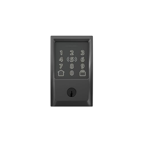 Schlage BE499WB CAM 619 Encode Plus WiFi Deadbolt Smart Lock, Keyless Entry Touchscreen Door Lock with Camelot Trim, Satin Nickel