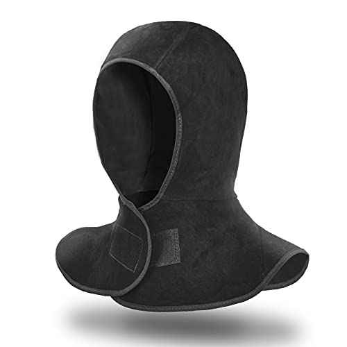 Leaseek Welding Hood, Flame-Retardant Protective Welding Cap with Neck Shoulder Drape, Welding Helmet Accessories,Head Protection for Men & Women, Black