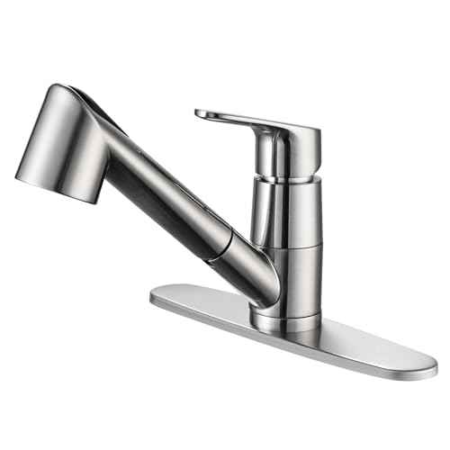 Kitchen Faucet with Pull Down Sprayer, Single Level Stainless Steel Kitchen Sink Faucets, Single Handle High Arc Brushed Nickel Pull Out Kitchen Faucet