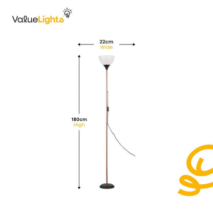 MiniSun | Modern Silver Uplighter Floor Lamp with a White Shade | Floor Lamps & Torchieres, Home Décor & Improvement Essential