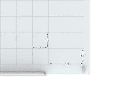 Audio-Visual Direct Magnetic Glass Dry Erase Board Set (3' x 2', Calendar White) for Wall - Monthly Planner