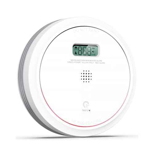 Smoke and Carbon Monoxide Detector Combo 10 Year Battery, Dual Sensor Smoke Alarm Carbon Monoxide Detector with LCD Display for Home, 1 Pack
