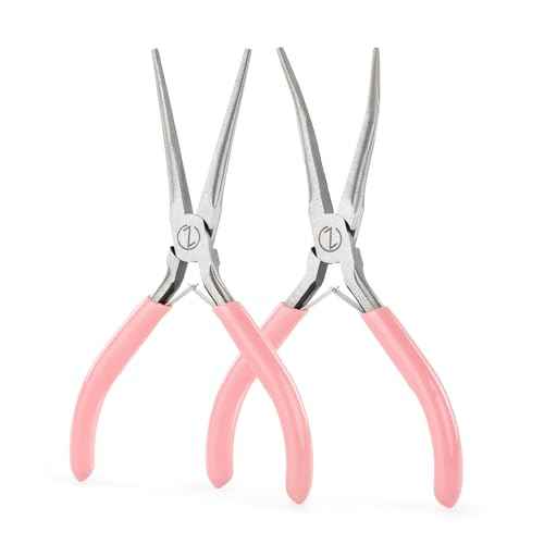 VISEMAN 6" Mini Needle Nose Pliers with Comfort Grip Handles, 2PCS Long Nose Pliers Set for Handmade Craft, Pink