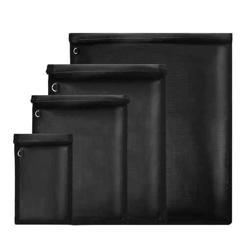 Faraday Bag 4 Pack ? Waterproof & Fireproof Signal Blocking Pouch for Laptop, Tablet, Phone, Car Key ? Anti-Theft & Anti-Tracking Faraday Cage Sleeve