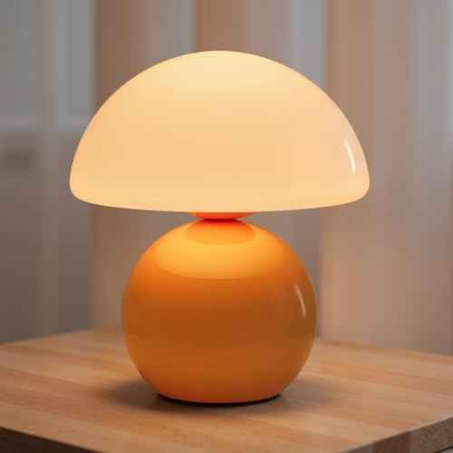 NIORSUN Mushroom Lamp Table Lamp for Bedroom, Portables Cordless Table Lamp,Wireless lamp,Small Bedside Table Touch Lamps for Living Room,Mini Mushroom 5200mAh Battery Operated Lamp Modern Orange