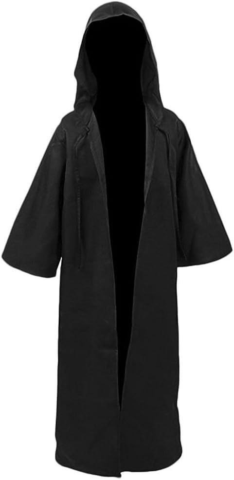Joyshop Men & Kids Tunic Hooded Robe Halloween Cosplay Costume Cloak Cape,Kids Black Robe,Small