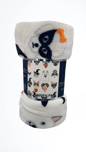 FAITH, HOPE, LOVE HOME DÉCOR Halloween Throw Blanket 50" X 60" | Ultra Soft Microplush Halloween Fleece Blanket for Couch, Travel, Home Decor & Gift | Machine Washable, Lightweight | Dogs in Costumes