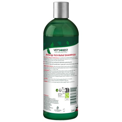 Vet's Best Allergy Itch Relief Dog Shampoo, Cleans and Relieves Discomfort from Seasonal Allergies, Gentle Formula 500ml