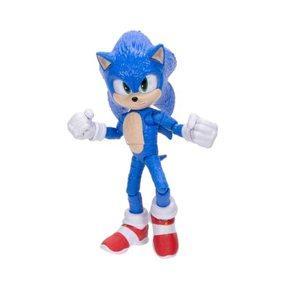 Sonic The Hedgehog Sonic 3 Movie Sonic Collector Toy Figure by Jakks Pacific, Stands 5” / 13 cm Tall, Highly Articulated for Boys/Girls, Officially Licensed 3 Movie, Suggested for Ages 3+