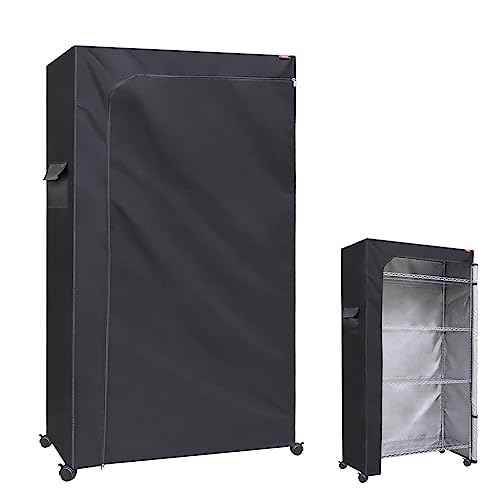 Shelf Cover for Wire Rack and Shelving Unit, 36" W x 14" D x 54" H, Dustproof Two-Way Zipper Design for Easy Access (Black, No Shelves)