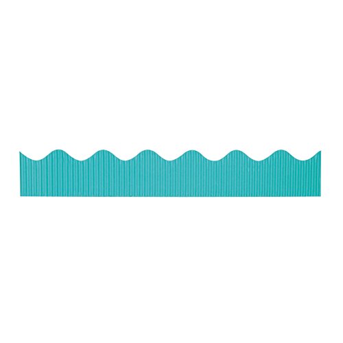 PACON Bordette Scalloped Decorative Border P37164, 2-1/4" x 50', Azure, 1 Roll