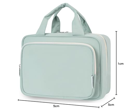 Narwey Large Hanging Travel Toiletry Bag for Women Wash Bag Cosmetics Makeup Bag Organizer for Full Size Accessories (Mint Green (Large))