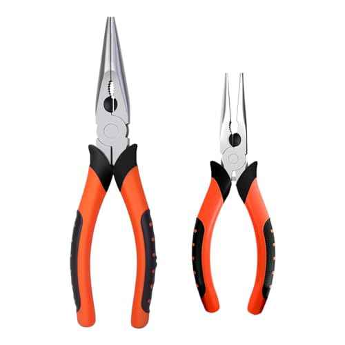 Needle Nose Pliers 8"&6",Premium Long Nose Pliers Set with Wire Cutter Heavy-Duty CRV Steel,Pliers with Soft Grip for Home/Jewelry/Crafts-2 Pack