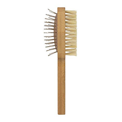 Burt's Bees for Pets Double Sided Pin & Hemp Bristle Dog Brush | Best All-Purpose Dog Brush to Reduce Shedding | for Long & Short Haired Large Dogs, Bamboo (Pack of 1)