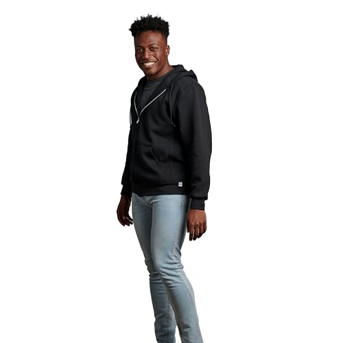 Russell Athletic Men's Dri Power Hooded Zip-up Sweatshirt, Black, Large