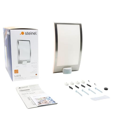 Steinel Outdoor Wall Light L 22 S - Motion Sensor Light 180° Detection, 10 m Range, Stainless Steel Porch Light, 60 W, E27 Fitting, Mains Powered, 28.6 x 16.2 x 8.5 cm, Anthracite